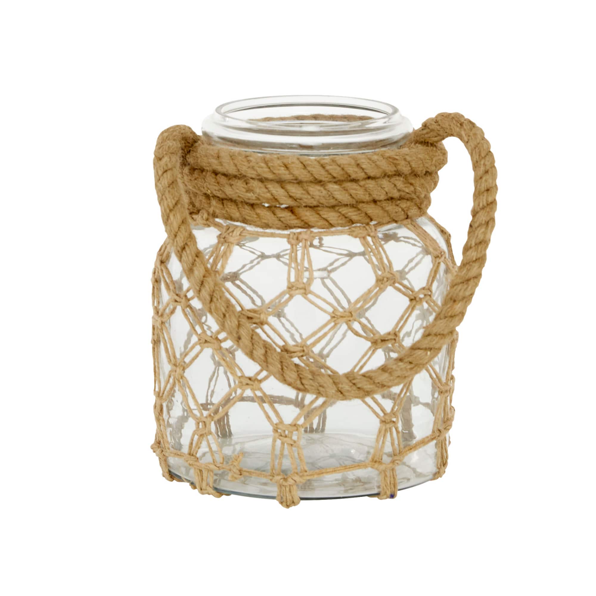 The Novogratz Brown Glass Coastal Lantern, 9" x 7" x 8"